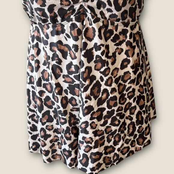 Aqua Eve Leopard Tankini Cami Swimsuit Top Flare Built In Bra Size 22W New Tag - Picture 6 of 15